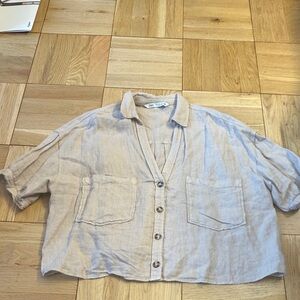 Zara Beige Button-Up Blouse